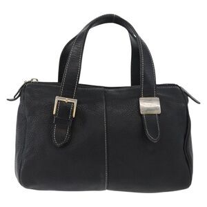 Burberry Vintage Handbag Leather Black Leather Handbag (Pre-Owned)